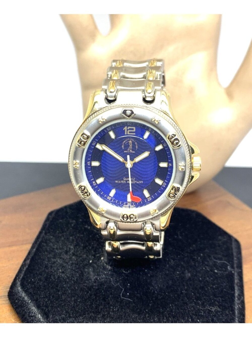 Hollywood Gold Club Men's Watch Quartz Blue Dial Two Tone Stainless Steel 36mm
